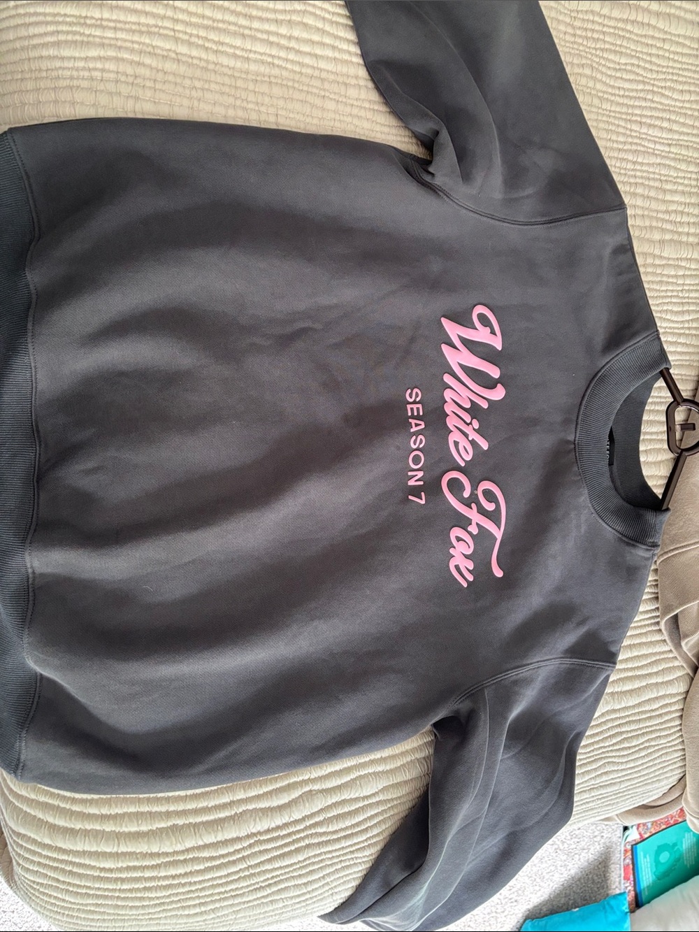 White Fix Season 7 Gray Sweatshirt with Pink Logo